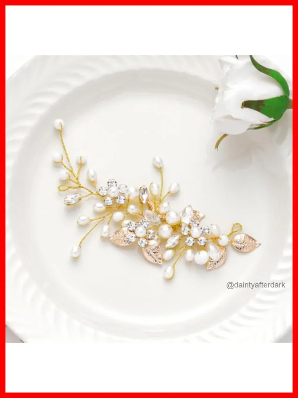 Bridal Pearl Leaf Hair Vine Headpiece Wedding Hair Accessory Rhinestone